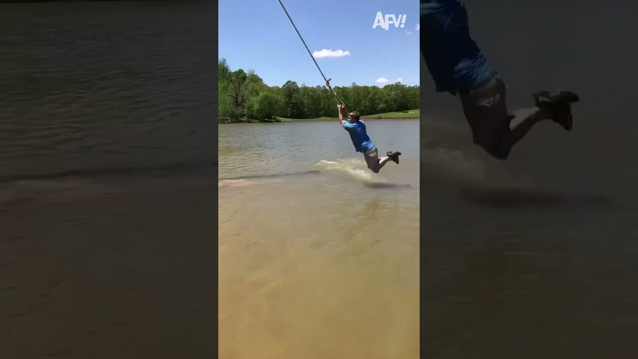 Rope Swings Never Fail to Disappoint!! 😂🌊#funny #afv #fall #fail