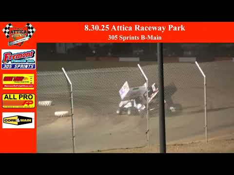 August 30th 2025 | Attica Raceway Park | 305 Sprints B-Main - dirt track racing video image