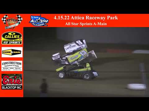 4.15.22 Attica Raceway Park All Star Sprints A-Main - dirt track racing video image