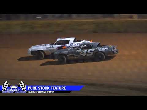 Pure Stock Feature - Harris Speedway 2/24/24 - dirt track racing video image