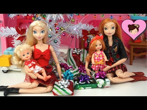 Frozen Toddler Elsa & Anna Christmas Morning Opening Gifts in Barbie Dollhouse - UCXodGGoCUuMgLFoTf42OgIw