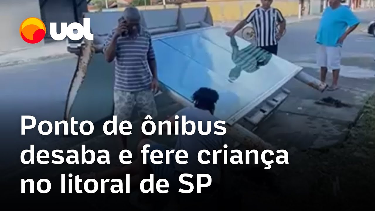 Ponto de ônibus desaba e deixa uma criança ferida no litoral de São Paulo