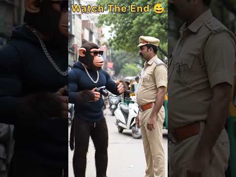 Vloger Monkey Ka Police se Ho Gaya Panga #ai #monkey #shorts #youtubeshorts