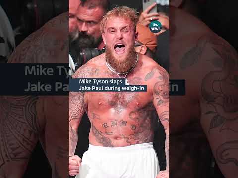 Mike Tyson has said Jake Paul stepped on his toe during a weigh-in #itvnews  #boxing #miketyson
