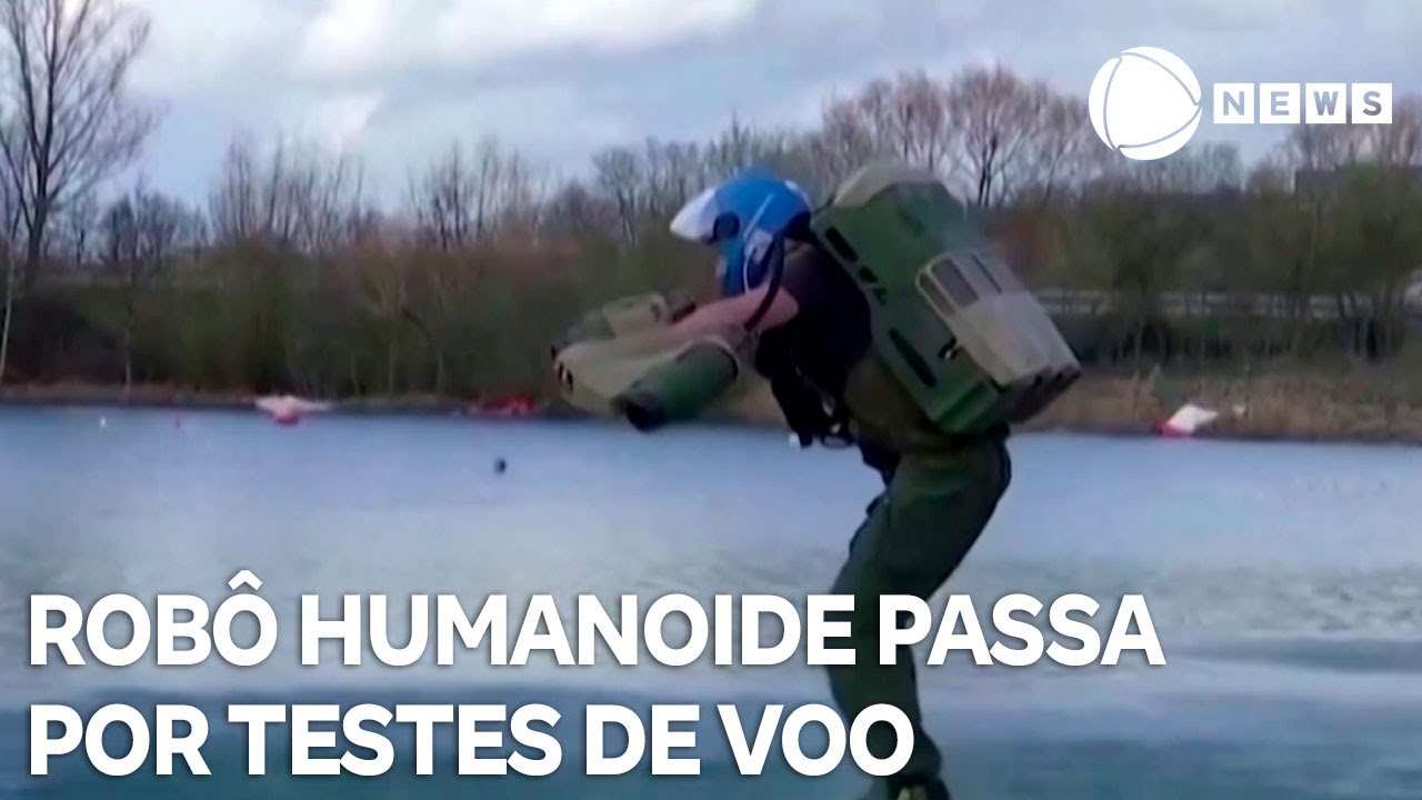Robô humanoide passa por testes de voo com mini turbinas