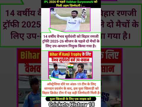 IPL 2026 से पहले Vaibhav Suryavanshi को मिली अहम ज़िम्मेदारी #cricket #test #trend #shorts