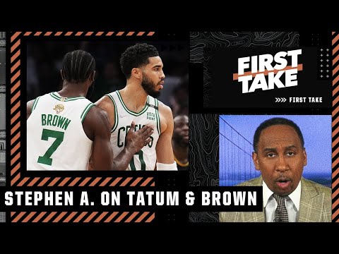 Jayson Tatum & Jaylen Brown are 'turning the ball over in pivotal minutes' - Stephen A. | First Take video clip