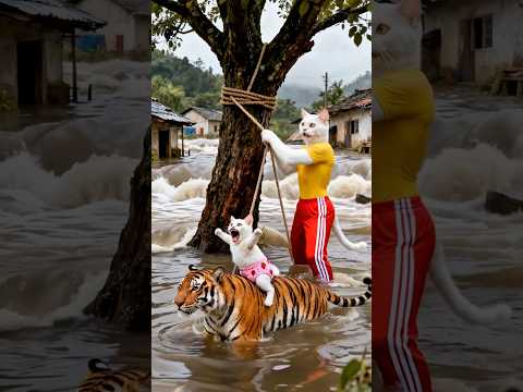 বন্যা হাত থেকে কে বাচাবে😔 #shorts #cat #aicat