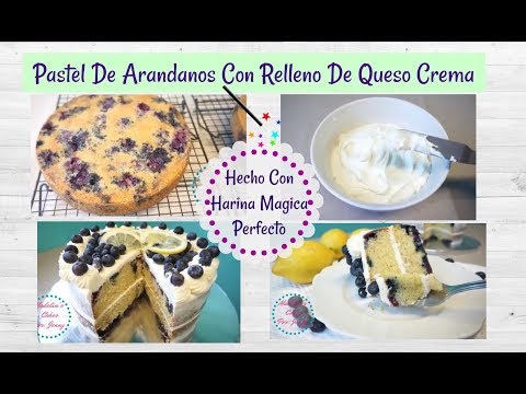 Receta Pastel De Arandanos/Blueberry Con Relleno/ Harina Magica