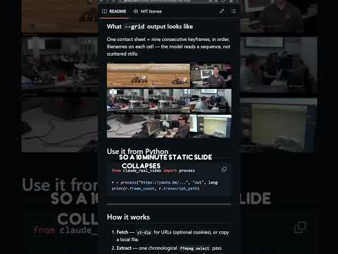 claude-real-video lets Claude actually watch a video instead of just reading its transcript