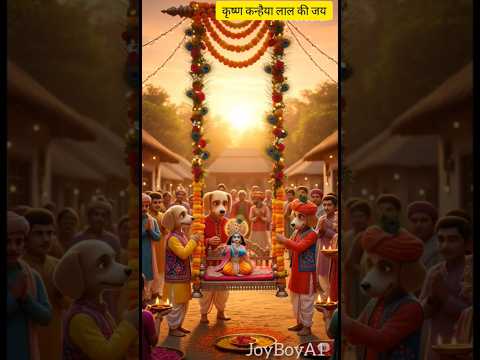 🎂🎉 राधे कृष्ण जन्माष्टमी ।🪈🦚 baby dog and dost ✅ #dogshorts #shorts#youtubeshorts #ytshorts #ai#dog
