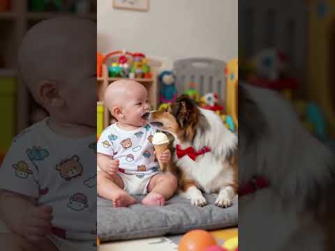 Adorable Baby and Sheltie Puppy 🐶 | Too Cute to Handle! | Early Learning Fun for Kids #baby #cute