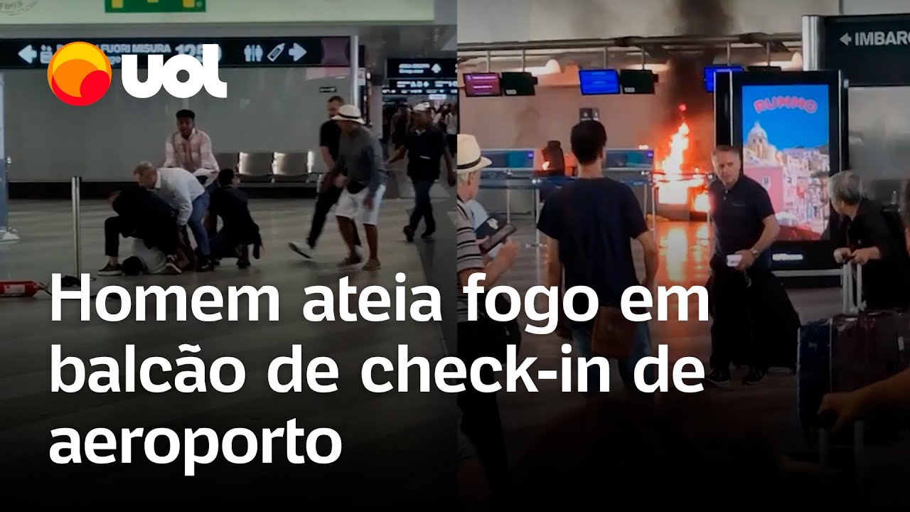 Homem ateia fogo em balcão de check-in de aeroporto e causa pânico entre passageiros em Milão