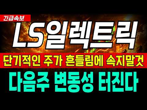 [LS일렉트릭 주가전망] 단기적인 주가 흔들림에 절대 속지말것 다음주 변동성 터진다
