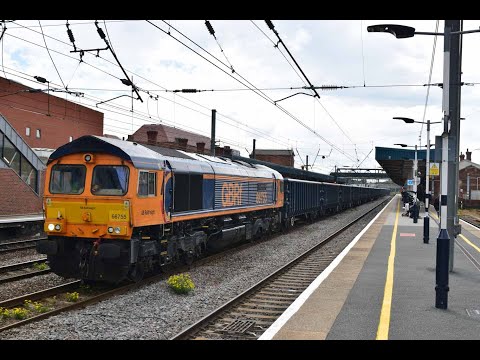 GBRf Class 66 'Shed' 66755 "Tony Berkeley OBE RFG Chairman 1997-2018" Departs Doncaster 24/05/2022