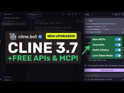 Cline 3.7 (Upgraded) + New FREE APIs & MCPs : These NEW UPGRADES to Cline ARE AMAZING!