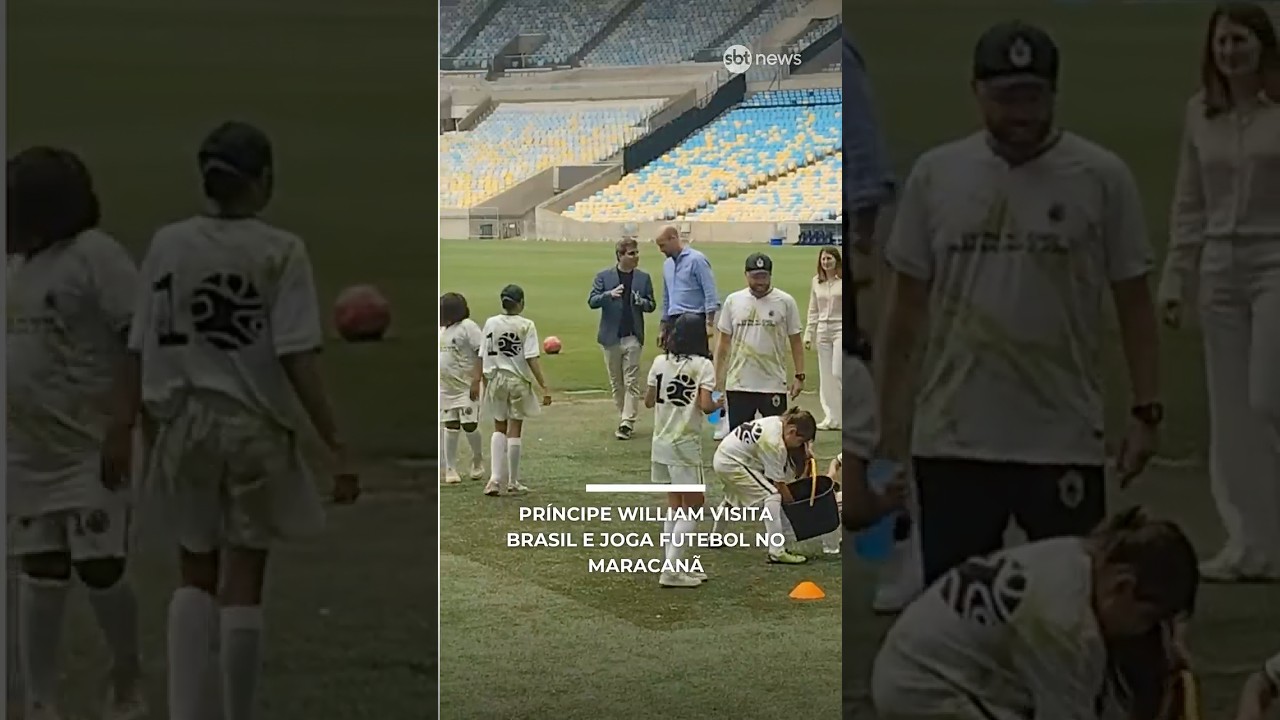 Príncipe William visita Brasil e joga futebol no Maracanã