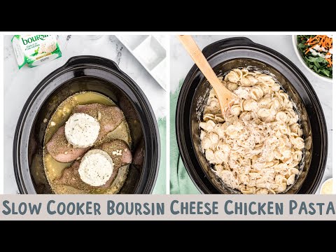 🧀Slow Cooker Boursin Cheese Chicken Pasta🍝 {most decadent pasta ever!}