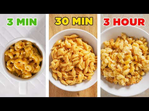 3-Minute Vs. 30-Minute Vs. 3-Hour Mac N' Cheese ? Tasty