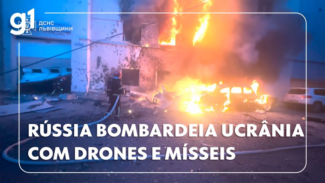 Rússia bombardeia Ucrânia com drones e mísseis g1