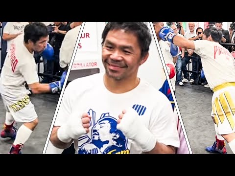 Manny Pacquiao FULL MEDIA WORKOUT vs Mario Barrios | Q&A on Canelo vs Crawford, McGregor, & MORE