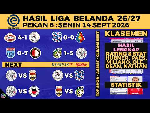 <strong>HASIL</strong> LIGA BELANDA 2026 TADI MALAM - FORTUNA VS AJAX, FEYENOORD, PSV, EREDIVISIE KLASEMEN JADWAL