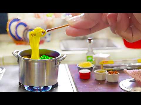 Miniature Cooking Basic NOODLE Soup REAL Sound REAL Food REAL Cooking ASMR