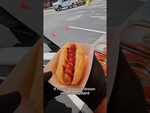 Swimmin in mustard or ketchup?? #pov #fyp #food #hotdog #shorts