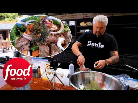 Guy Fieri Raves Over A Hawaiian Grilled Beef Salad | Diners Drive-Ins & Dives