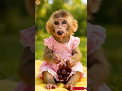 Happy Monkey Eating Grapes 🍇