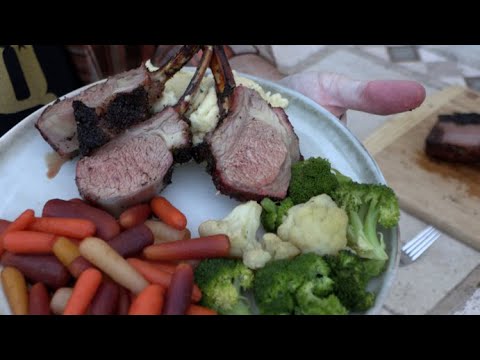 Rack of Lamb on Camp Chef Woodwind Pro Pellet Smoker with Jasmine/Vanilla rub & Sherry Vinegar glaze