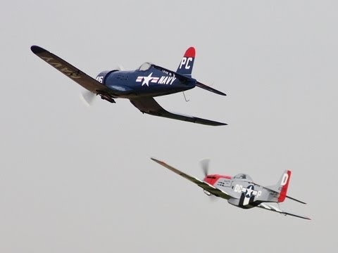 MID AIR COLLISION HANGER 9  P51D MUSTANG AND F4U CORSAIR  BOTH OS FS 120 SURPASS III PUMPED HDMFC - UCMQ5IpqQ9PoRKKJI2HkUxEw