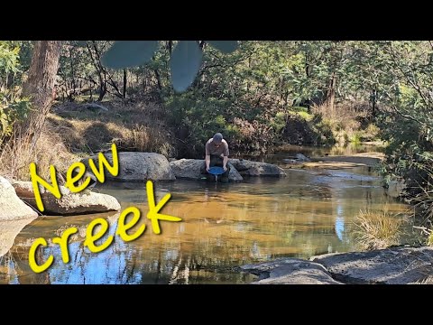 Exploring a new creek for Gold and old timers workings.