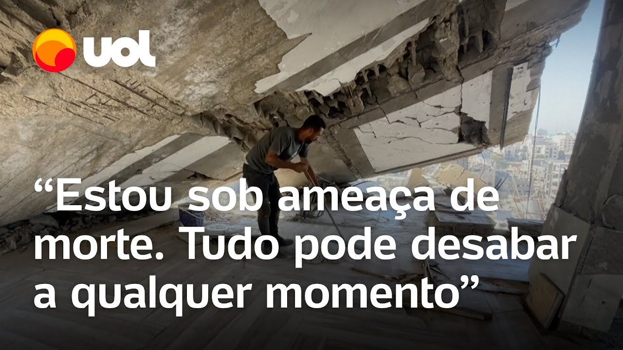 Gaza destruída por Israel Palestino se arrisca ao retornar para escombros de sua casa