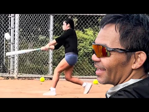 Manny Pacquiao PROUD DAD MOMENT watching daughter BLAST A HOME RUN like one of his KNOCKOUTS