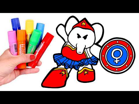 Dibuja y Colorea a ELLY de La Mujer Maravilla 🐘⭐️♀️ Dibujos para niños