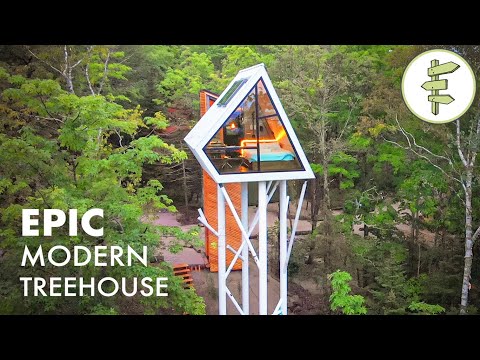 Incredibly Stunning Tiny A-Frame Cabin Perched 40ft in the Air - TREE HOUSE TOUR
