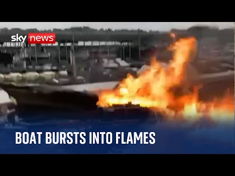 US: Family forced to dive into reservoir when boat bursts into flames