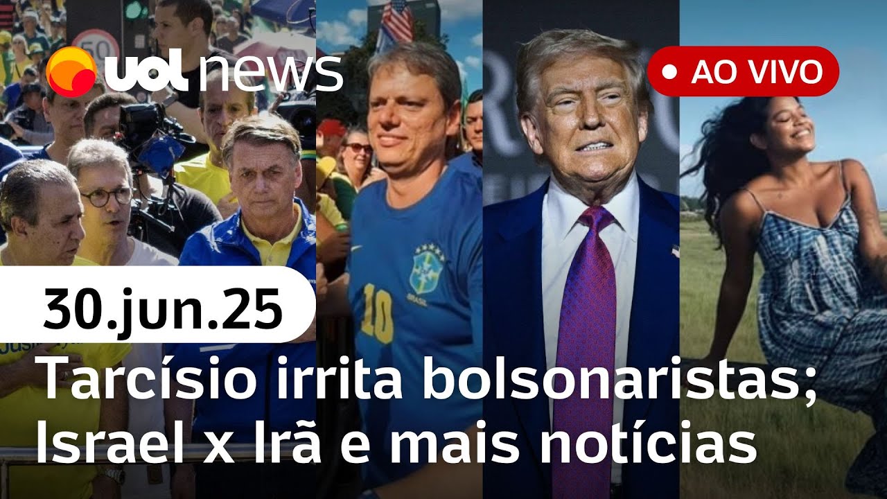 Tarcísio irrita em ato de Bolsonaro; família pede nova autópsia de Juliana Marins; Israel x Irã e +