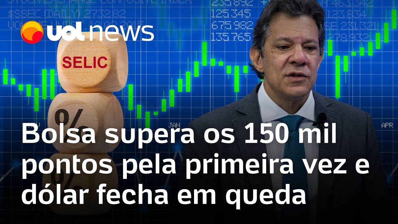 Bolsa supera os 150 mil pontos pela primeira vez e dólar cai com expectativa do mercado no Copom