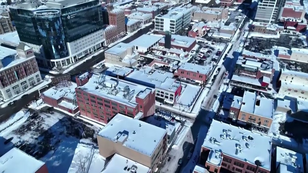 Drone shots show snow-covered Buffalo