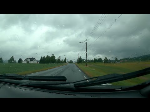 Norwegian Countryside Driving Tour On A Rainy Day