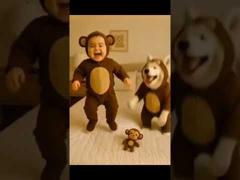Little monkey's jumping on the bed #poem #babydance #babylilly #cutebaby #babymonkey #fyp #shorts