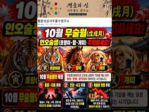10월 운세 호랑이 말 개띠들은 이동과 변동수가 들어 <strong>오고</strong> 투자 유의해야