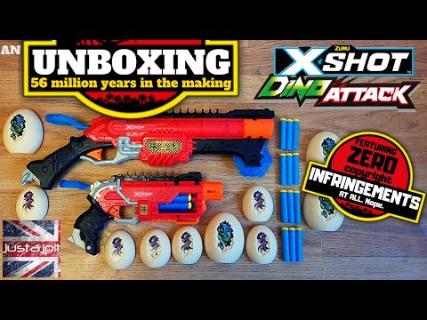 New Dino Attack Unboxing: X-Shot Dino Striker Pistol & Dino Attack Claw Hunter Shotgun Massage Wheel