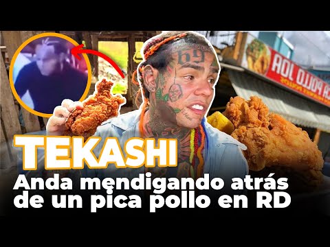 Tekashi anda raniando atrás de un pica pollo en RD