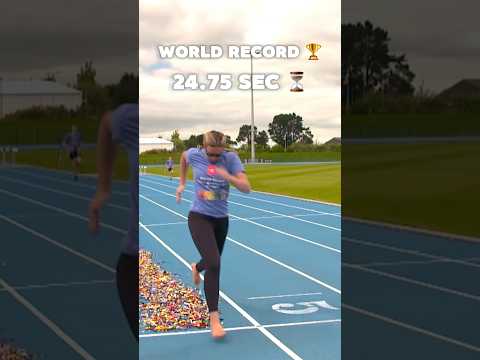 Fastest 100m Run Barefoot On Top Of Legos 😱 #viral #world #worldrecord