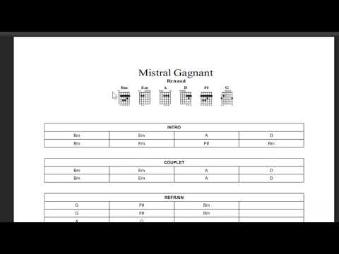 Relevé accords guitare Renaud Mistral Gagnant
