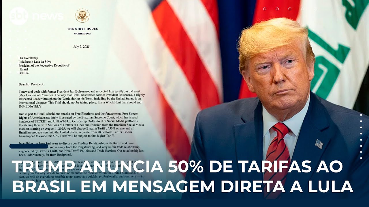 Trump anuncia 50 de tarifas ao Brasil em mensagem direta a Lula | SBT News