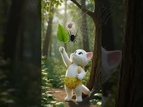 🐈😻 Brave Kitten Rescue Red Ladybug 🐞 From Spider 🕷️ #Shorts #Kitten #Rescue #Ladybug